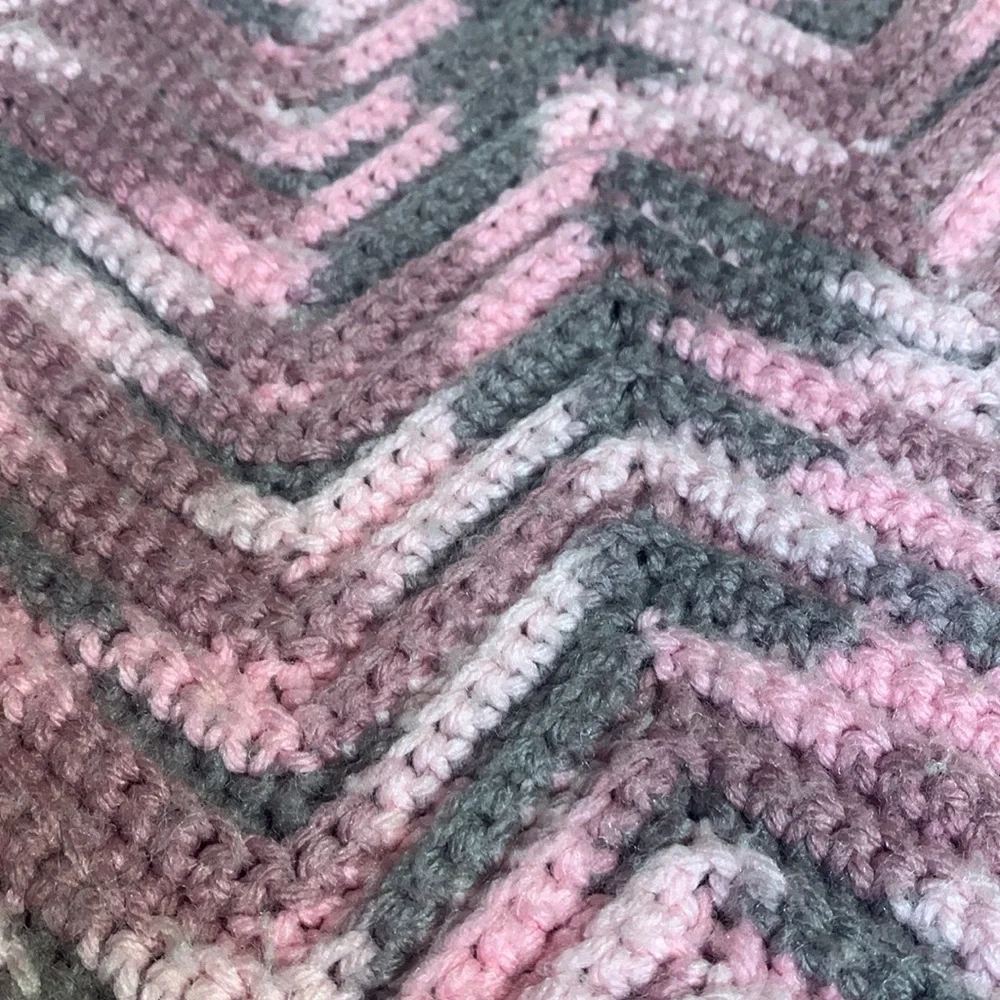 ⁹Hand Crocheted Chevron Design Throw Blanket